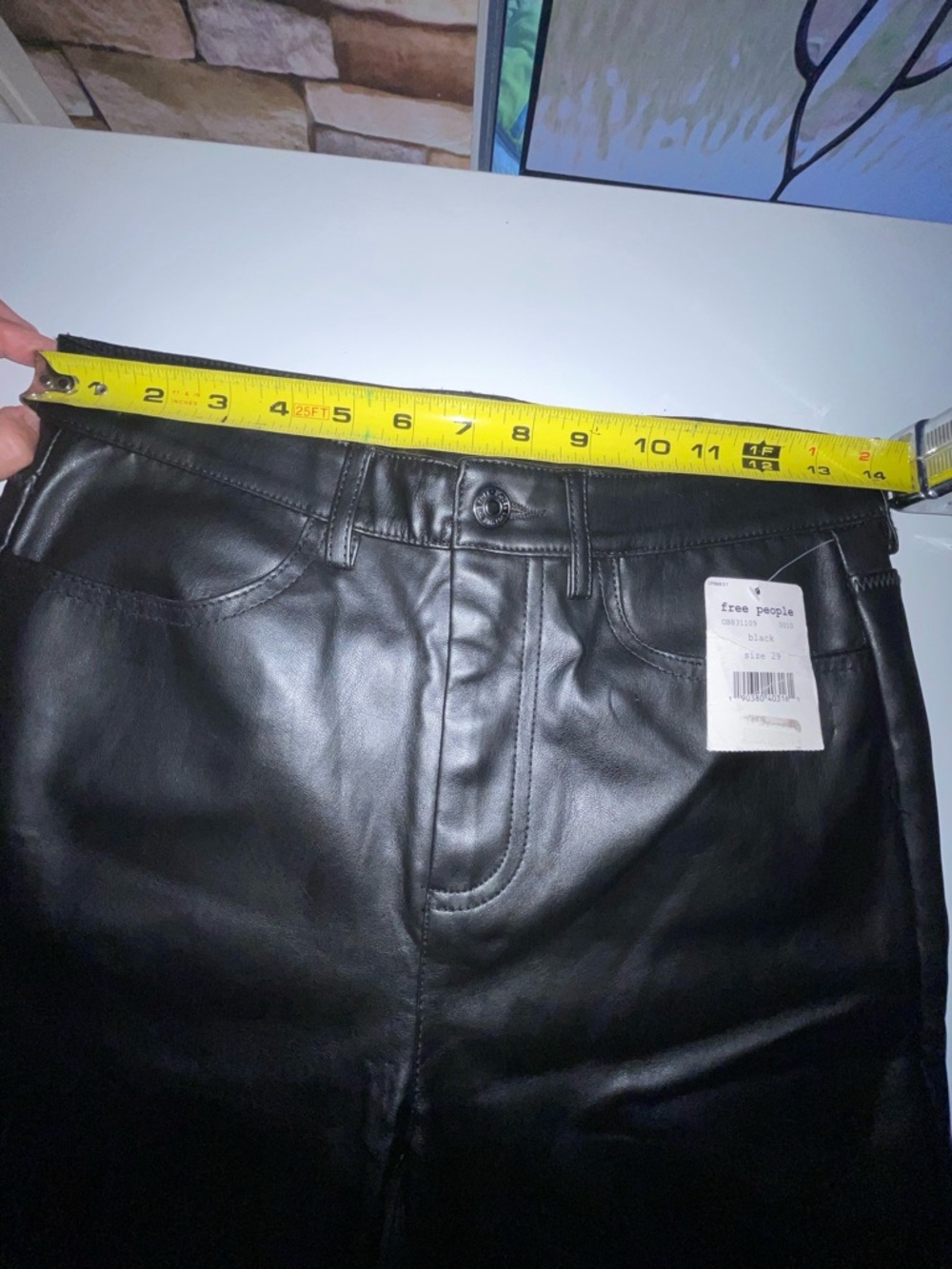 Free People Black Vegan Leather High-Rise Pants - Picture 8 of 10